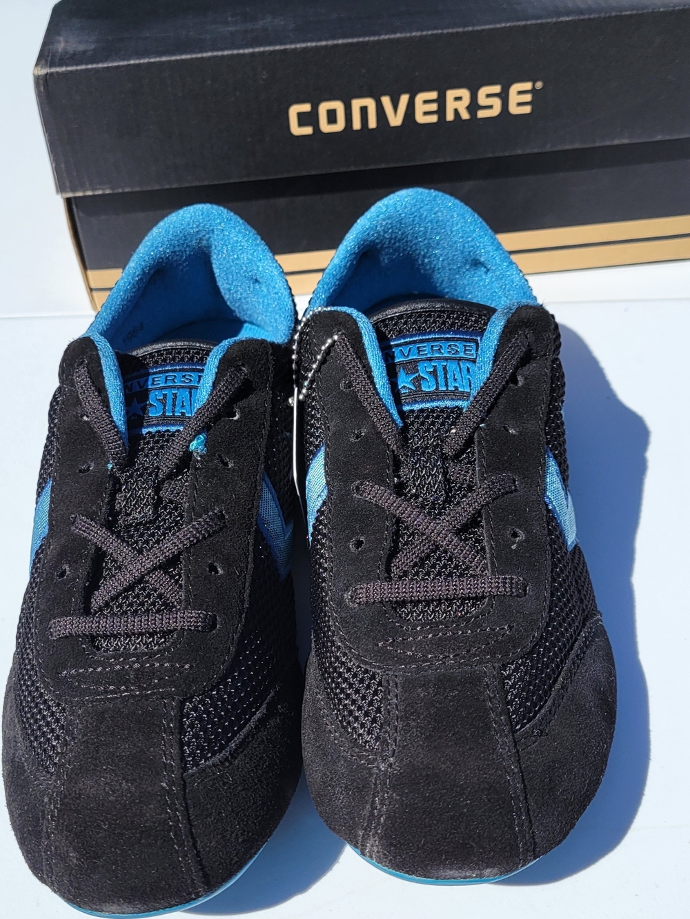 YOUTH 5.5 / WOMENS 7 CONVERSE RETRO RUN OX BLACK BLUE 1S944 New In Box - Picture 7 of 8